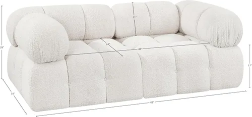 Miniatura 3 de Meridian Furniture 611Cream-S68A Colección Ames Moderno Sofá modular contemporáneo con tela de boucle color crema, modular para crear