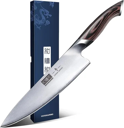 HOSHANHO Kitchen Knife in Japanese High Carbon Steel, Professional High-Class Chef's Knife 8 inch, Non-slip Ultra Sharp Cooking Knives with