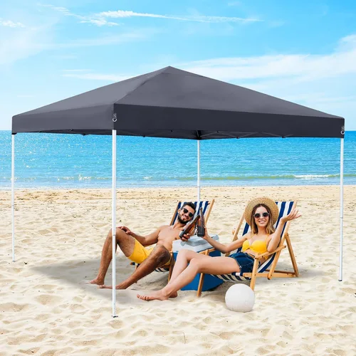 Miniatura 6 de Tienda de campaña desplegable de 10 x 10 pies, toldo instantáneo para exteriores con bolsa de transporte con ruedas, 4 cuerdas, patas rectas