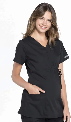 Miniatura 5 de Cherokee Women's Maternity Scrub Top with 3 Pockets Mock Wrap WW685