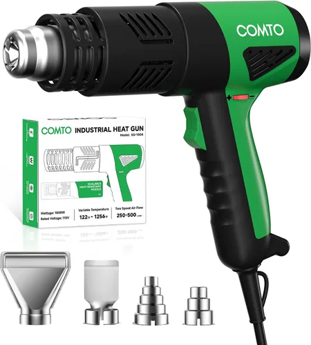 Pistola de calor de 1800 W, calentamiento rápido, 122℉-1202℉, pistola de aire caliente resistente, control de temperatura variable, protección