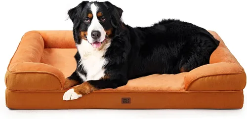 Miniatura 100 de EHEYCIGA - Cama ortopédica para perro grande, impermeable, de espuma viscoelástica y espuma tipo caja de huevos, bordes elevados, antideslizante