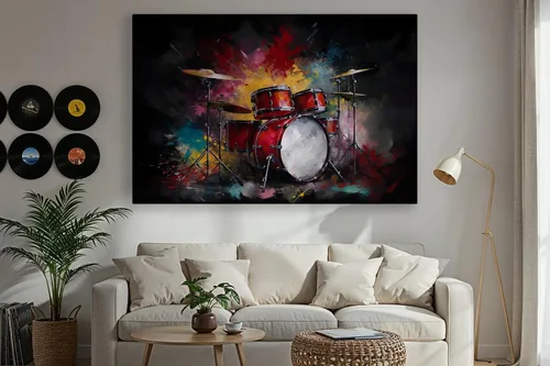 Miniatura 8 de LuxeWood Arte de Pared Musical en Lienzo - Impresiones Temáticas Musicales Medianas y Grandes para Sala de Estar, Oficina, Estudio, Airbnb