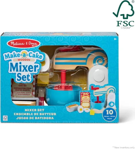 Miniatura 6 de Juego de batidor de madera para tortas de Melissa & Doug, 11 piezas, accesorios de comida y cocina, individual, Multicolor