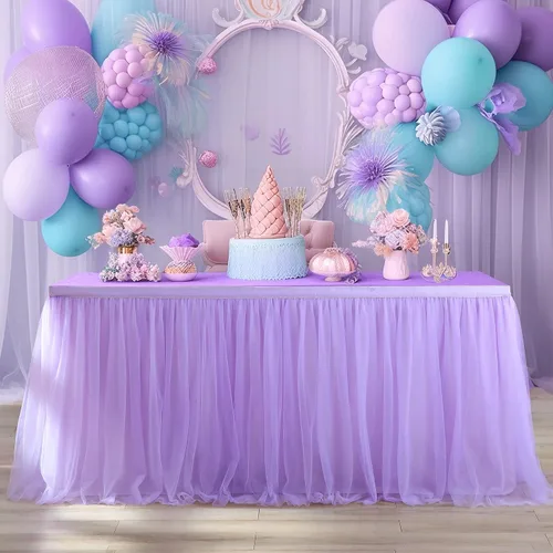Miniatura 17 de Suppromo - Falda de mesa con tutú de calidad superior, con 3 capas de malla, plisada, de tul, para fiestas, bodas, baby shower, fiestas de Rosa