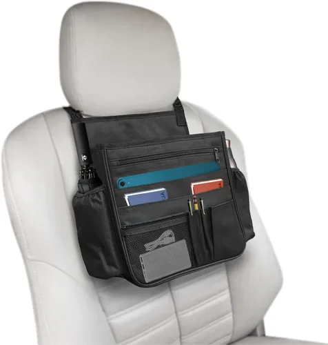Boczif Organizador de asiento trasero de automóvil, bolsa de almacenamiento colgante para asiento de pasajero, organizador de asiento delantero de