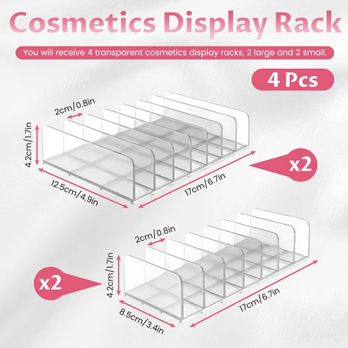 Miniatura 2 de Paquete de 4 organizadores de maquillaje de paleta de sombras de ojos, soporte cosmético acrílico de 7 secciones para tocador, cajón, baño