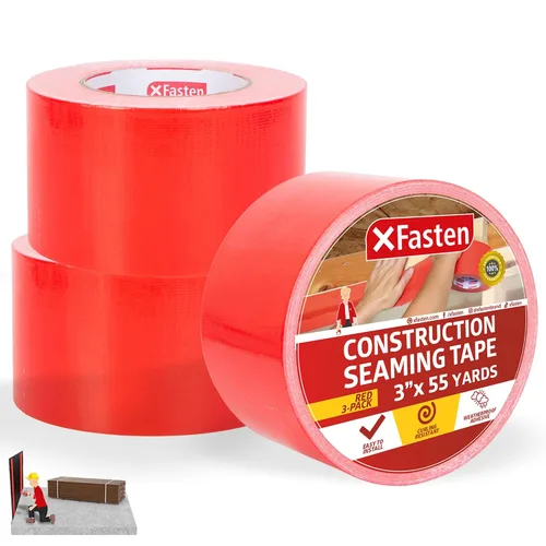 Miniatura 9 de XFasten - Cinta de cosido para construcción roja de 3" x 55 yardas (paquete de 6, total 990 pies) Cinta de revestimiento para cinta de resina epoxi