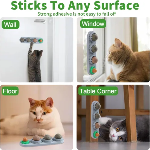 Miniatura 4 de CCINEE Pelotas de hierba gatera para gatos, juguetes comestibles para gatos para lamer gatos, seguros y saludables, juguetes para masticar, limpieza