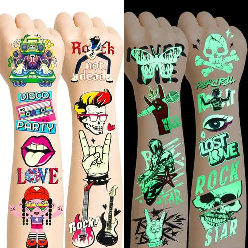 Miniatura 13 de Más de 150 tatuajes temporales con purpurina para niñas – Adhesivos impermeables envueltos individualmente – Sirena, unicornio, hada, mariposa y más