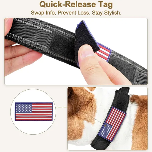Miniatura 5 de KCUCOP - Collar táctico para perro, collar militar para perro, collares para perro Tactipup, ajustable, hebilla de metal resistente para perros M, L