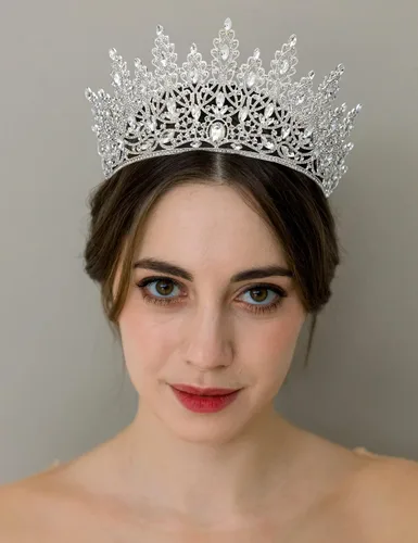 Miniatura 4 de SWEETV Corona de tiara para mujer, tiara de boda para novia, tocado de princesa de cristal, corona de quinceañera para niñas, corona de graduación