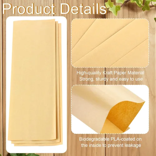 Miniatura 3 de 5000 bolsas de almuerzo de papel kraft, bolsas desechables de pretzel, bolsas de papel kraft a prueba de aceite, fundas de cubiertos para utensilios