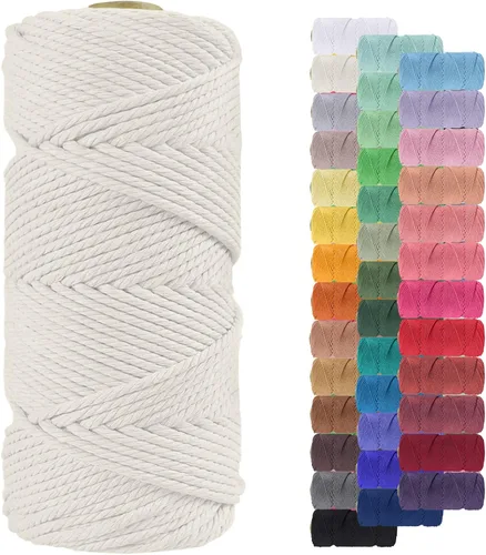 Miniatura 39 de Cuerda de macramé de 0.079 in para 219 yardas, cuerda de algodón natural para manualidades, hilo de cuerda de macramé de colores para colgar