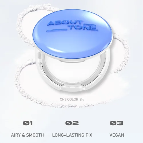 Miniatura 3 de ABOUT TONE Powder Pact - Polvo prensado compacto con espejo y hojaldre de fijación de maquillaje, desenfoque natural, acabado semimate, aceite