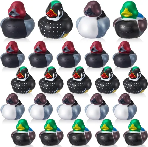 Deekin 24 patos de goma de mazardo de 2 pulgadas con temática de pato señuelo para fiestas, patos de goma para caza de patos, cruceros para ducha,