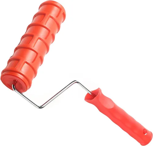 Miniatura 7 de Bettomshin 1 unids 12.598 in longitud total caucho pintura rodillo cepillo 6.890 in rojo grano pintura rodillo con mango de plástico para pared