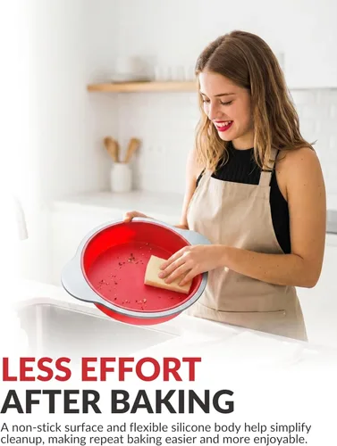 Miniatura 6 de Boxiki Kitchen Molde para Pastel Redondo de Silicona Antiadherente de 9 Pulgadas con Asas de Marco de Acero - Perfecto para Hornear Deliciosos