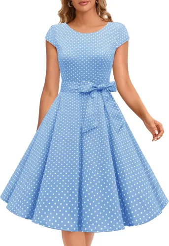 Miniatura 10 de Dressystar - Vestidos clásicos de fiesta con mangas casquillo, estilo Rockabilly y retro de la década de 1950