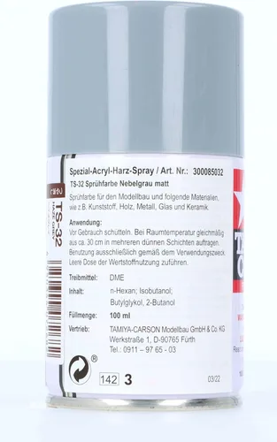 Miniatura 4 de TAMIYA 85032 Spray Laca TS-32 Haze Grey - Lata de spray de 3.4 fl oz