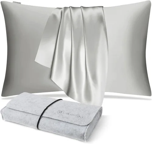 Miniatura 41 de DISANGNI Funda de almohada de seda de morera 100% natural para cabello y piel con cremallera oculta, 22 momme ambos lados