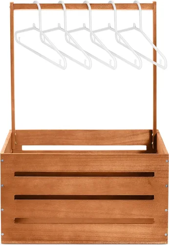 Miniatura 8 de Suzile Caja de madera para baby shower, cesta de madera para regalos con asa, ropa de niño y niña, caja de almacenamiento para revelación de género