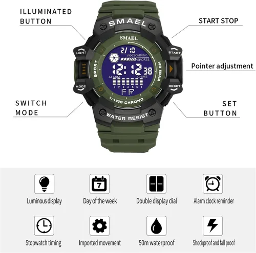 Miniatura 3 de SMAEL 8050 Digital Watch for Men Modern Style and Multifunctional Features Wirst Watch for Men's Fashion and Functionality