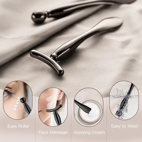 Miniatura 4 de LISAPACK Varita aplicadora de crema de ojos de metal, herramienta masajeadora para masaje facial, reduce la hinchazón (champán)