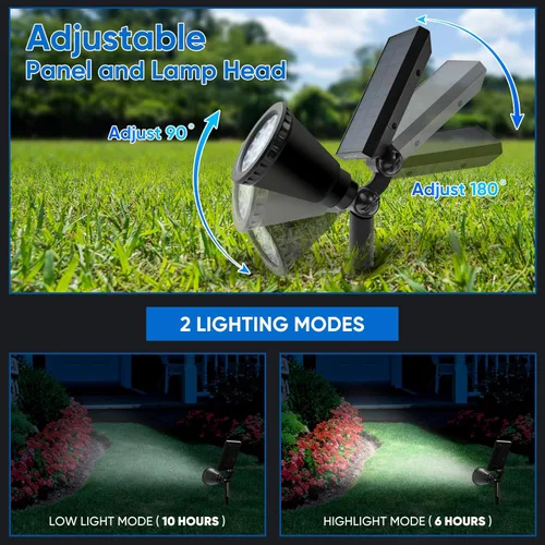 Miniatura 4 de KEV Luces Solares de Punto de 800 Lúmenes para Exteriores, 18 LEDs Luces Solares de Inundación con 2 Modos y Ajustables e IPX65 Impermeables, Foco