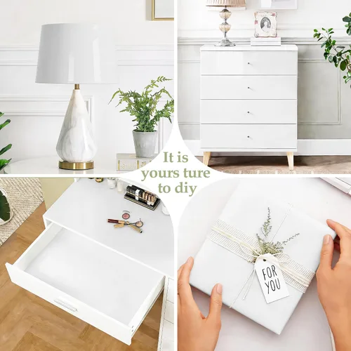 Miniatura 4 de Papel para empapelar blanco, papel de vinilo autoadhesivo, película decorativa para encimeras de cocina, armarios, muebles con brillo iridescente