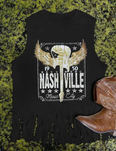 Miniatura 2 de iliheyov Nashville - Camiseta sin mangas para mujer, diseño de festival de música country, estampado gráfico, sin mangas, Nash Music