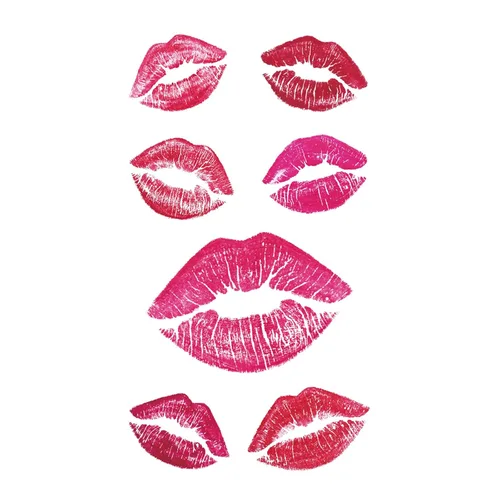 Miniatura 7 de MapofBeauty Pegatina de papel de tatuaje temporal impermeable con estampado de labios negros, 2 hojas por paquete