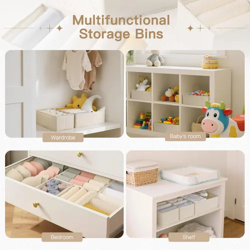 Miniatura 6 de Criusia Organizador de cajones de ropa, paquete de 24 organizadores de aparador para ropa de bebé, ropa interior, calcetines - organizadores Beige