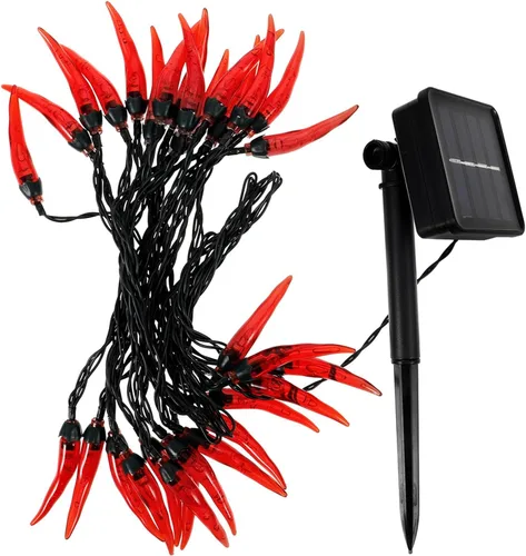 Uonlytech 1 juego de luces de cadena de chile rojo decoración de pesebre para exterior Jalepeño pimienta chile hada luz de cocina luces decorativas