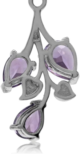 Miniatura 3 de Silvershake Pear Shape Gemstone Antique Finishing 925 Sterling Silver Leaf Pendant or Pendant with 18 Inch Chain Necklace Jewelry for Women