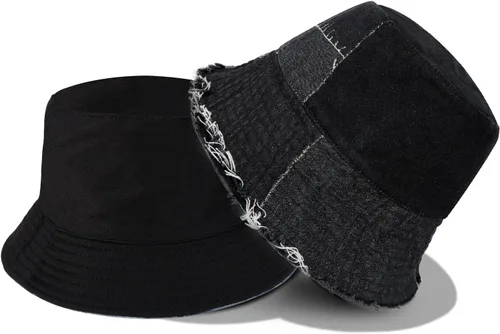 Miniatura 3 de MILAKOO Gorra unisex de pescador de mezclilla lavada para mujer, de ala ancha, ligera, plegable