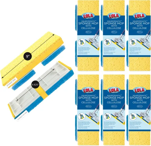 Miniatura 8 de LOLA Recambio de esponja de celulosa SqueezeMatic Butterfly Mop de 9 pulgadas, cabezal de repuesto, limpieza de pisos, comparable con recambio