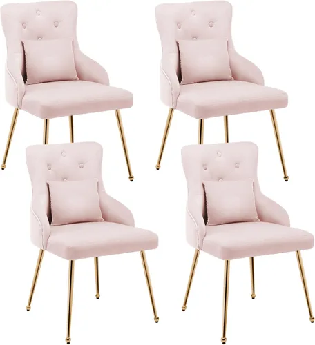 Miniatura 17 de Silla de tocador de terciopelo, silla de comedor tapizada para dormitorio, comedor, sala de maquillaje, silla moderna para sala de estar con patas