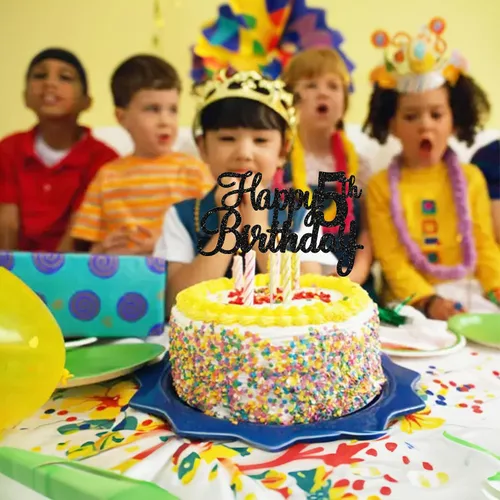 Miniatura 7 de Gyufise 1 decoración para pastel de 5º cumpleaños con purpurina para quinto cumpleaños, felicitaciones a 5 años de edad, 5 años, fabulosas
