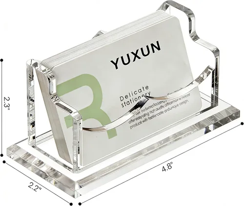 Miniatura 2 de YUXUN Tarjetero acrílico para escritorio, organizador de tarjetas de visita para mujeres, soporte transparente para tarjetas de presentación, base