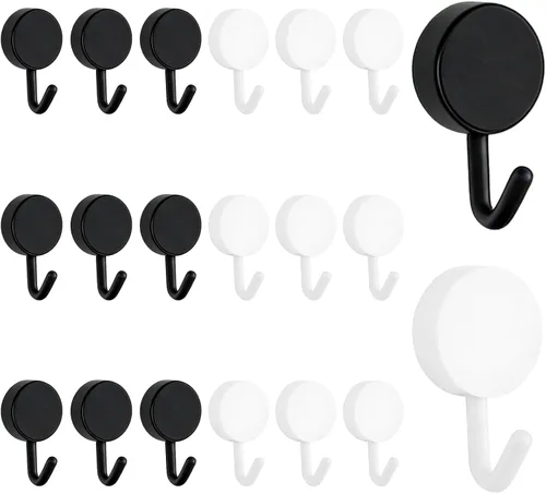 Miniatura 11 de MOROBOR Ganchos autoadhesivos, 20 ganchos de plástico resistentes para llaves de pared, soportes para calcetines para el hogar, cocina, baño, Blanco