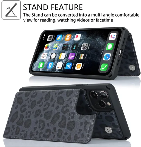 Miniatura 6 de Cavor Fundas tipo cartera con tarjetero para iPhone 11 Pro Max, funda para iPhone 11 Pro Max para mujeres y hombres, funda de teléfono con soporte