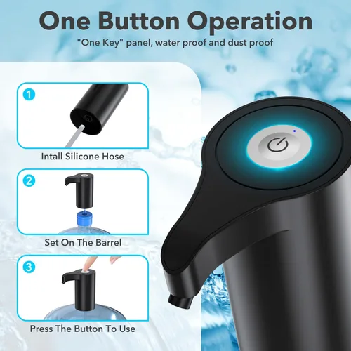 Miniatura 3 de Dispensador automático de agua portátil de 5 galones, bomba eléctrica universal para botella de agua, recargable por USB, con 2 siliconas