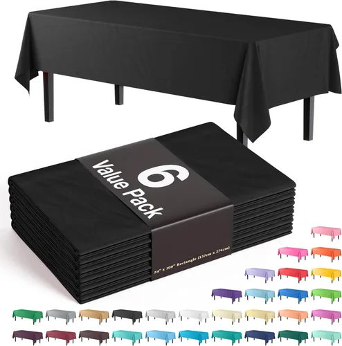 Miniatura 43 de Party Solids Paquete de 6 manteles de plástico prémium de 54 pulgadas x 108 pulgadas. Cubierta de mesa rectangular de plástico - Aqua