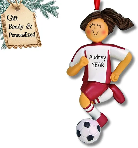 Miniatura 13 de Adornos de fútbol 3D para niña para árbol de Navidad, adorno de fútbol personalizado 2025, adornos de Navidad personalizados para niños, regalos