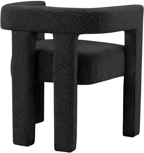 Miniatura 5 de Meridian Furniture Colección Athena Moderna Contemporánea Silla de Acento Comedor Tapizada en Tela Boucle, 25" An x 21" Pr x 27" Al, Negro