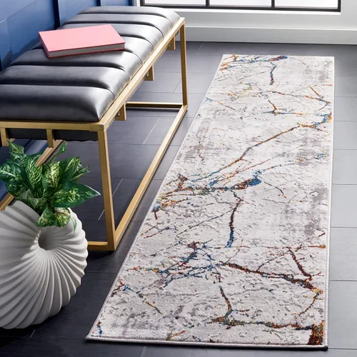 Miniatura 33 de SAFAVIEH Amelia Collection - Alfombra decorativa de 2 x 4 pies, gris y negro, diseño abstracto moderno, no desprende pelusa y de fácil cuidado
