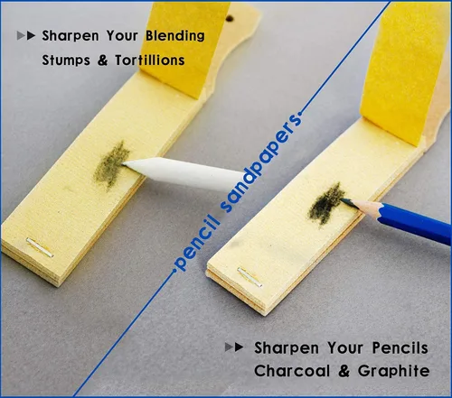 Miniatura 4 de N NOROCME 12 piezas de difuminos y tortillones mezcladores de arte en papel con sacapuntas de papel de lija y puntero para estudiante artista