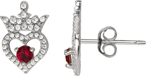Miniatura 4 de Disney Pendientes de tuerca de plata de ley con circonita cúbica de princesa