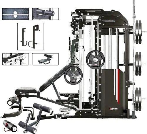 Miniatura 2 de MiM USA Hercules EX Commercial All-in-One Home Gym Machine, 2000 lb Capacity, 400 lb Weight Stack, Adjustable Bench, Leg Press, Jammer Arms, Leg